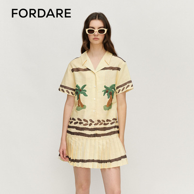FORDARE/福蝶25春夏油画质感度假衬衣连衣裙