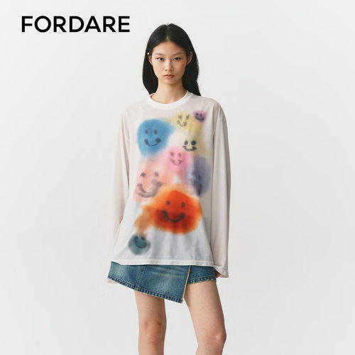 FORDARE/福蝶26春夏笑脸印花T恤