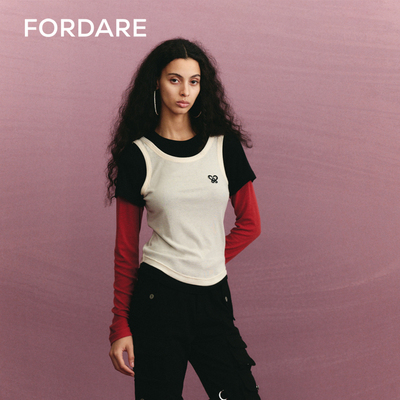 fordare撞色复古假三件运动logo