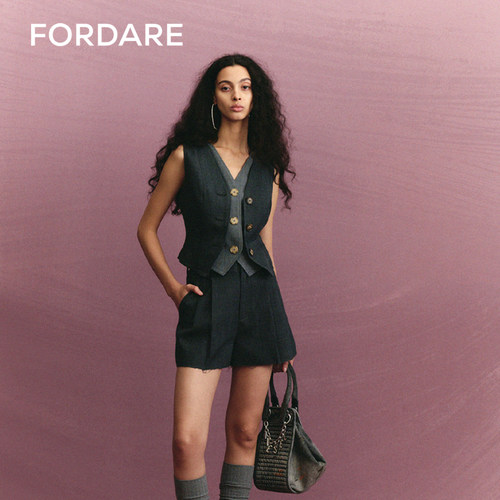 fordare2024毛边短裤双层马甲