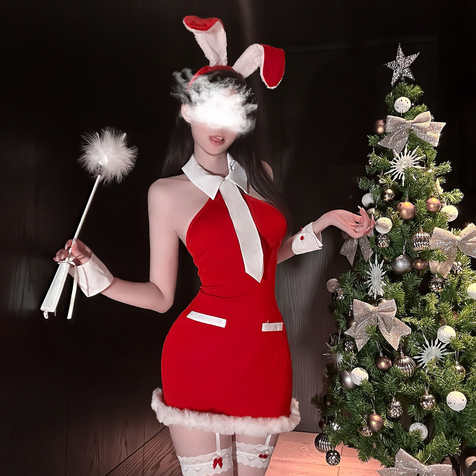 圣诞装红色丝绒圣诞战袍服装cosplay兔女郎派对夜店演出舞台套装