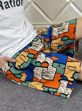夏款棉绸睡裤男夏短裤热销薄款阔腿裤人造棉可外穿口袋大码家居裤