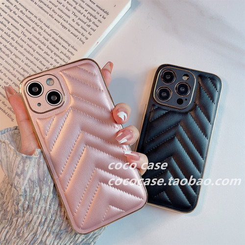 新款16pro电镀气垫同款15适用苹果14promax手机壳iPhone13防摔12皮质11情侣14plus软保护套14pro玫瑰金全包