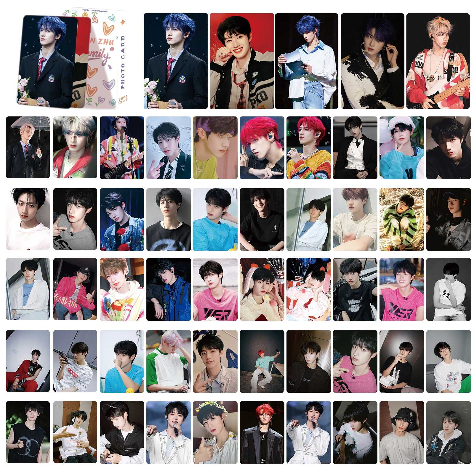 朱志鑫卡片镭射55张TF家族三代练习生明星海报写真照片贺卡LOMO卡