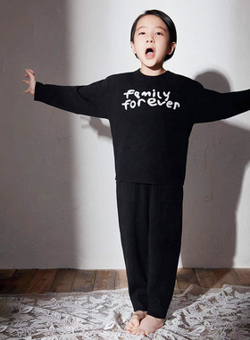 family forever凡慕里男女童BabyCashmere小山羊绒手工刺绣圆领衫