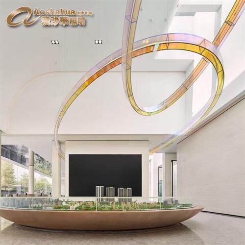 异形琉璃酒店工程灯大厅大堂异形琉璃灯办公楼软装设计吊灯