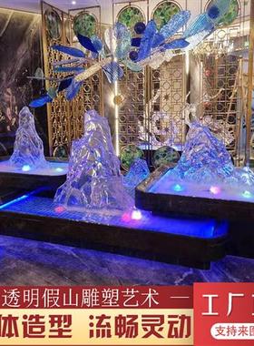 现代简约创意工艺礼品摆饰透明假山雕塑酒店会所别墅样板房装饰树