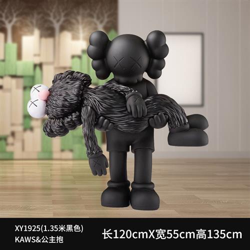 潮牌kaws芝麻街公仔卡通玻璃钢雕塑商场网红奶茶店装饰模型大摆件