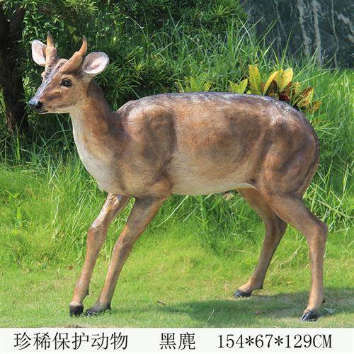 玻璃钢仿真动物山鸡野鸡黑麂鬣羚雕塑园林景观珍稀保护动物摆件