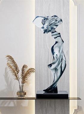 酒店大型抽象艺术摆件高级落地轻奢玄关透明树脂雕塑别墅客厅装饰