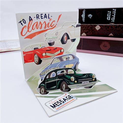 跨境父亲节立体贺卡定制创意足球汽车礼品纸雕纪念卡片工厂D