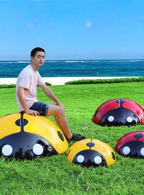 户外卡通甲虫玻璃钢七星瓢虫雕塑花园摆件游乐场草坪园林井盖装饰