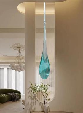 现代酒店会所大堂门厅透明水滴浪花雕塑吊饰树脂水花摆件软装饰品