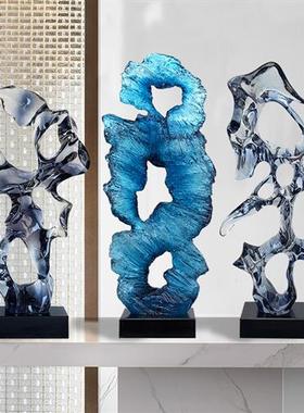 现代抽象透明树脂雕塑摆件酒店别墅家居客厅玄关太湖石装饰工艺品