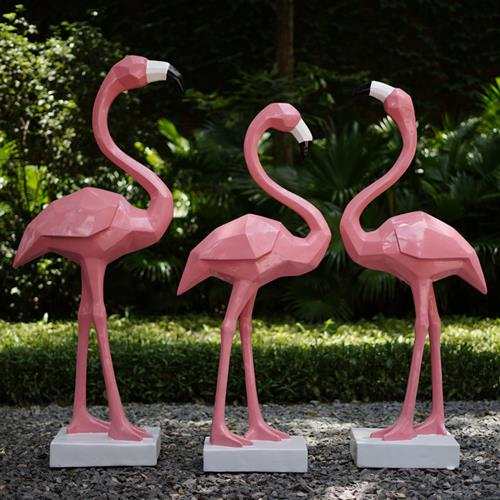 户外块面火烈鸟玻璃钢园林景观雕塑摆件庭院商场池塘美陈装饰小品