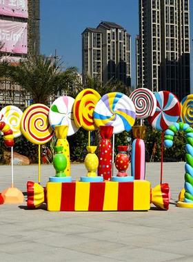 玻璃钢户外大型棒棒糖雕塑商场广场售楼处步行街仿真糖果小品摆件