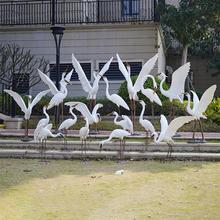 仿真白鹭雕塑户外装饰动物摆件园林水池景观玻璃钢仙鹤白鹤鸟模型