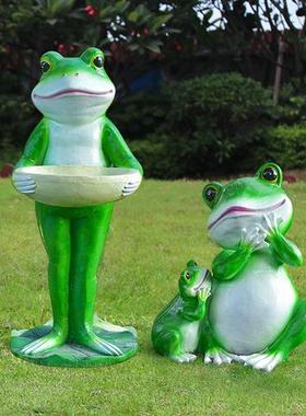 户外仿真青蛙玻璃钢雕塑花园林庭院小区公园卡通动物花盆装饰摆件