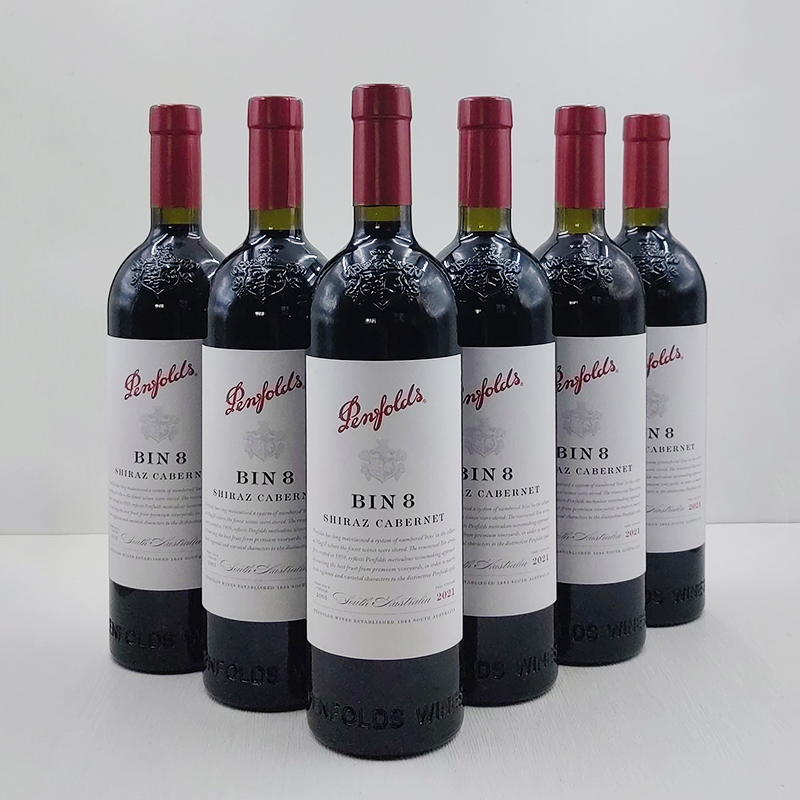 【6瓶装】奔富红酒BIN8澳洲进口设拉子赤霞珠干红葡萄酒正品整箱