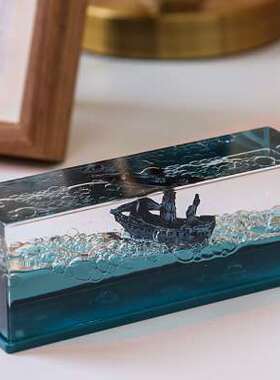 黑珍珠号漂流瓶游轮游体漂流瓶桌面永不沉没的小船汽车内摆件礼物