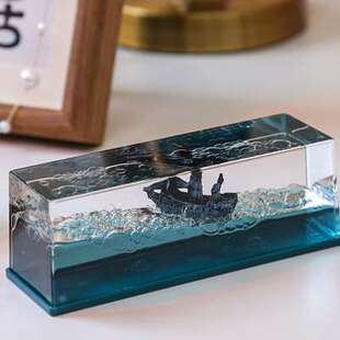 黑珍珠号漂流瓶游轮游体漂流瓶桌面永不沉没的小船汽车内摆件礼物