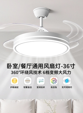 2025新款隐形风扇灯吊扇灯客厅餐卧室灯电扇灯变频中山灯具696Z厅