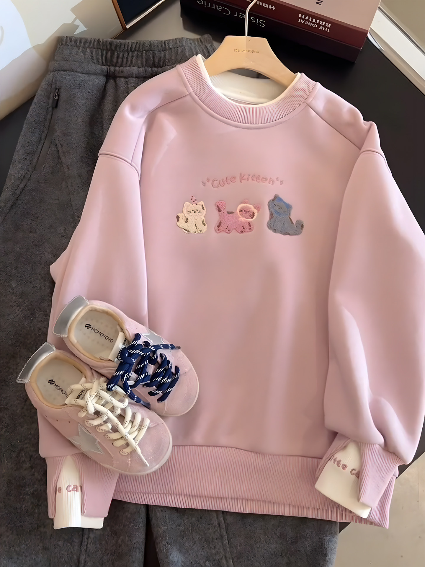 女童卫衣秋冬款2025新款儿童加绒假两件上衣女大童内搭打底衫冬装