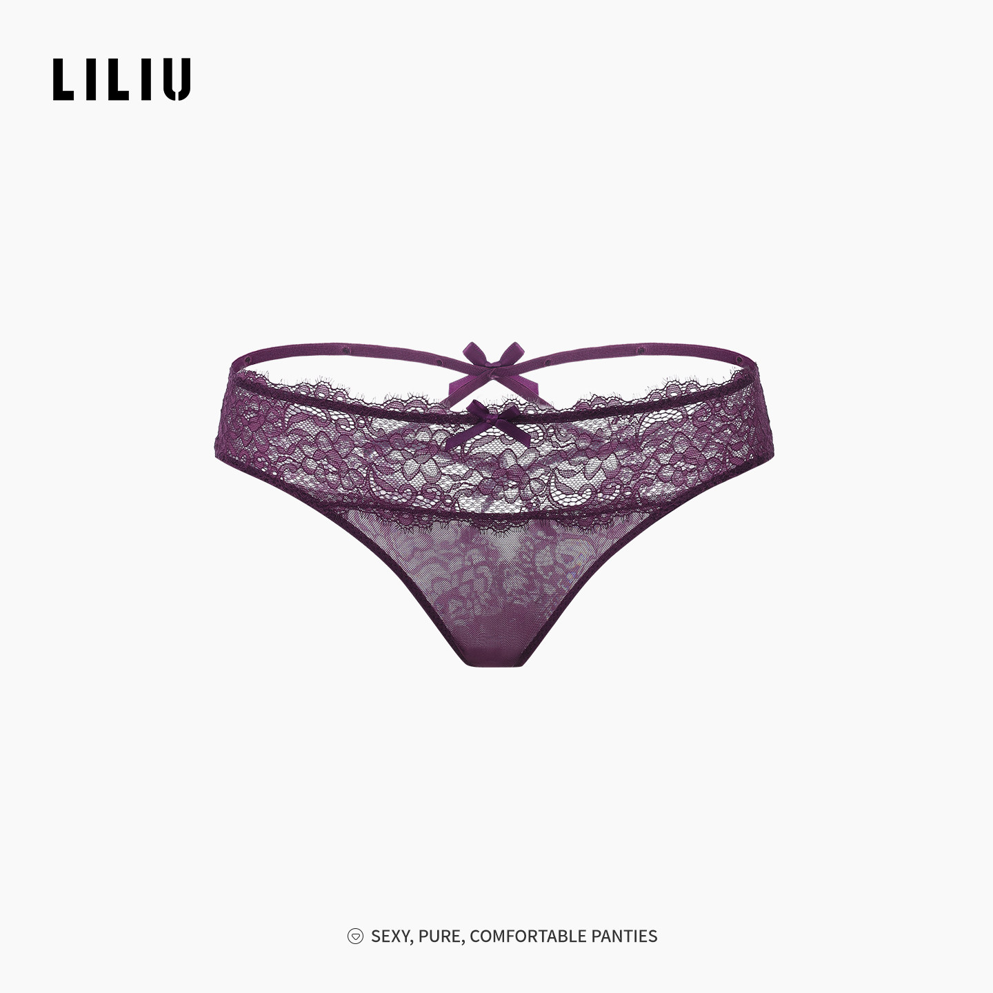 LILIU炽热性感蕾丝内裤女欲焰镂空钻饰半包臀细带低腰女士三角裤