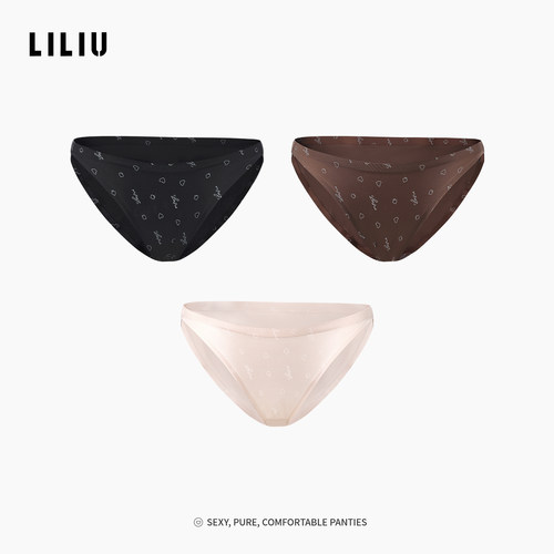 LILIU法式无痕缎面透气女三角裤