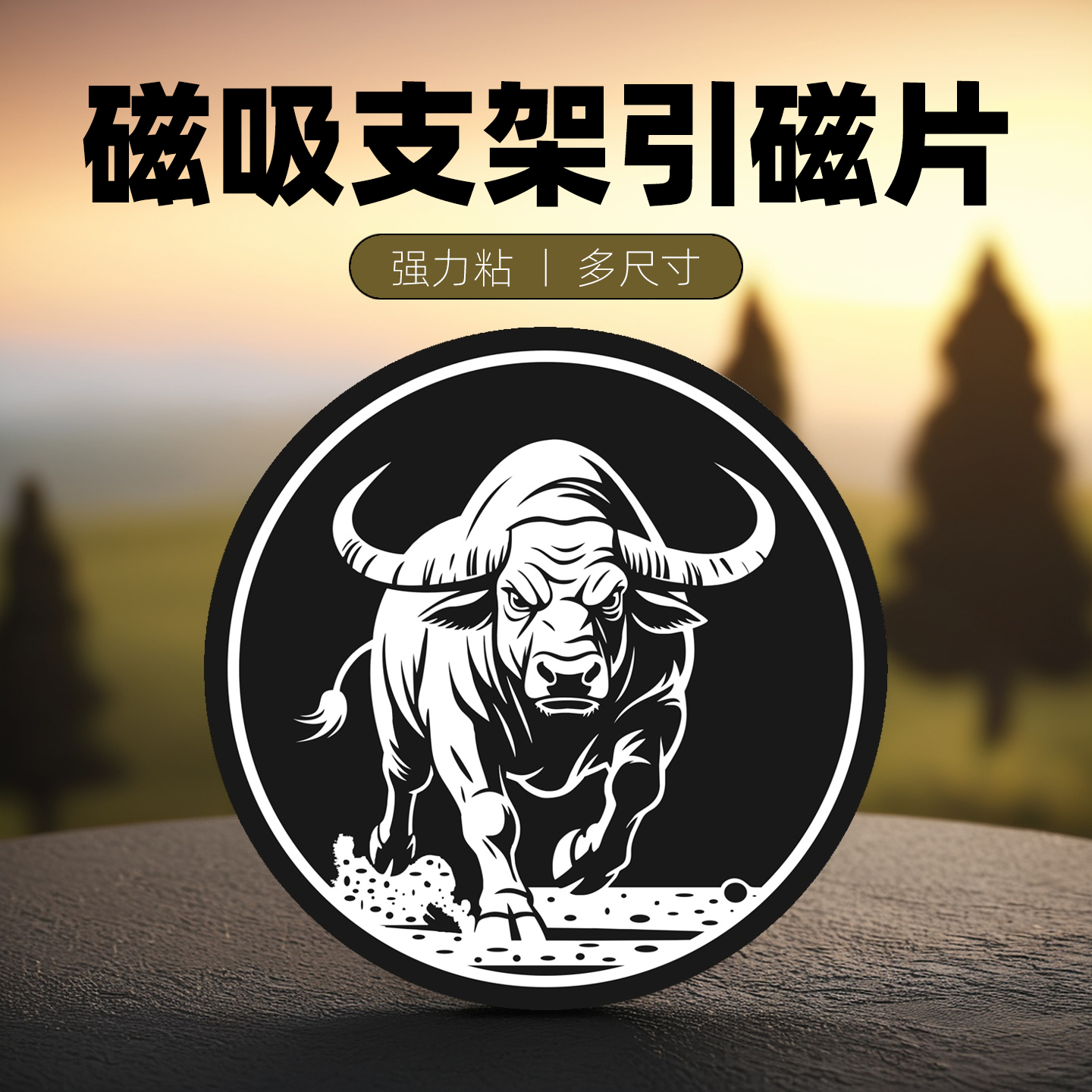 强力引磁片超薄带背胶手机车载支架铁片格斗牛冰箱贴大小背贴4/5/6/9cm厘米圆形平板吸盘散热器磁吸贴片通用