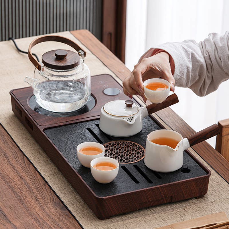 鼎牌茶具丨乌金石智能煮茶器功夫茶具一体式茶盘电陶炉烧水煮茶炉
