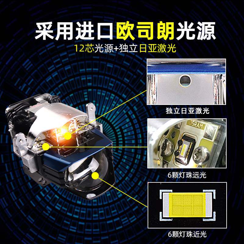 高档赤兔马lk8激光大灯双光透镜矩阵直射式汽车射灯led强光远光炮