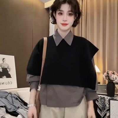 韩系时尚黑色披肩女2026春秋新款宽松休闲百搭洋气显瘦休闲外搭潮