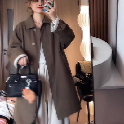 韩系风衣外套女2025春秋季新款高级感宽松中长款时尚休闲百搭上衣