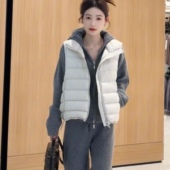 韩系立领羽绒马甲外套女2025秋冬新款 宽松百搭无袖 白鸭绒保暖马夹