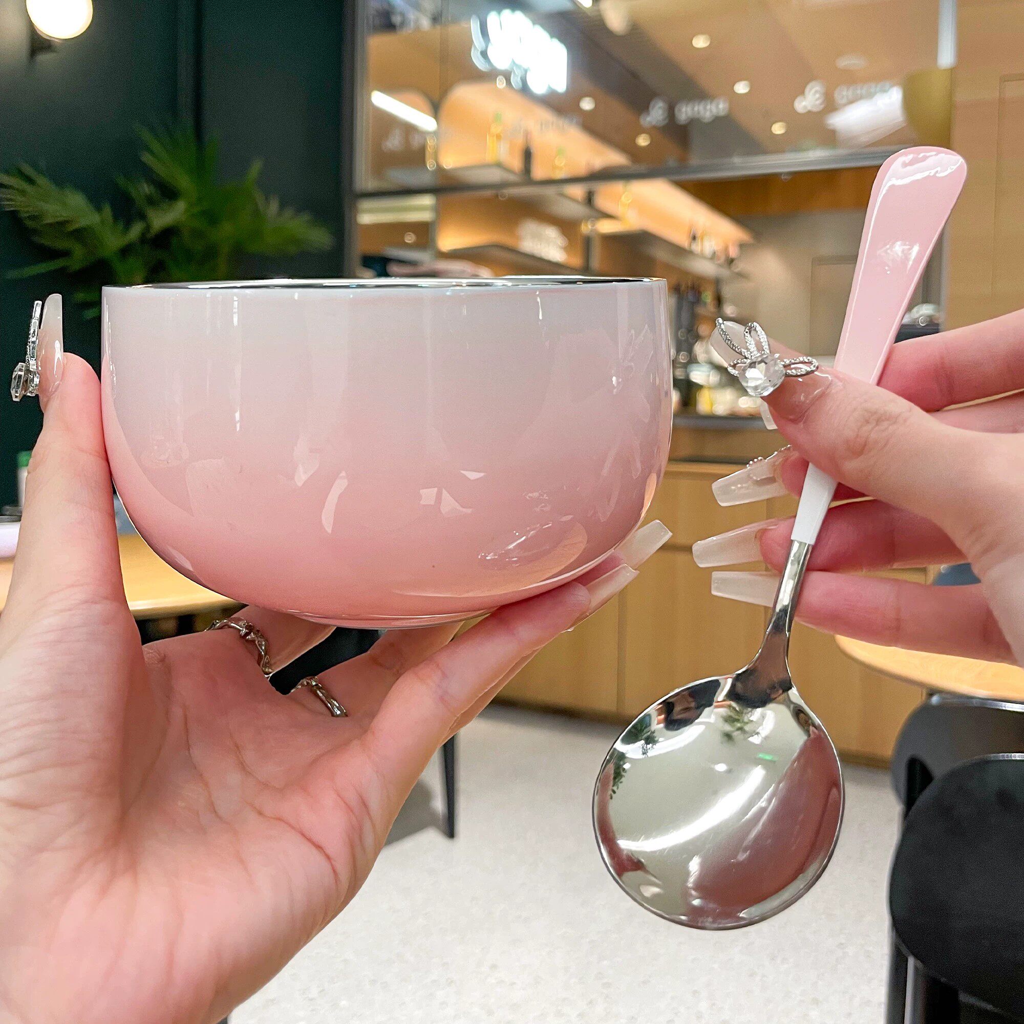 304不锈钢儿童碗双层隔热防烫防摔汤碗渐变色食品级幼儿宝宝饭碗