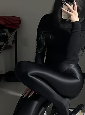 大码高叉瑜伽裤油亮光泽舍宾袜打底裤80d舞蹈美腿袜免脱男女同款