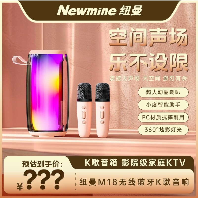 纽曼M18蓝牙音箱家用无线k歌音响家庭ktv话筒麦克风户外唱歌小型