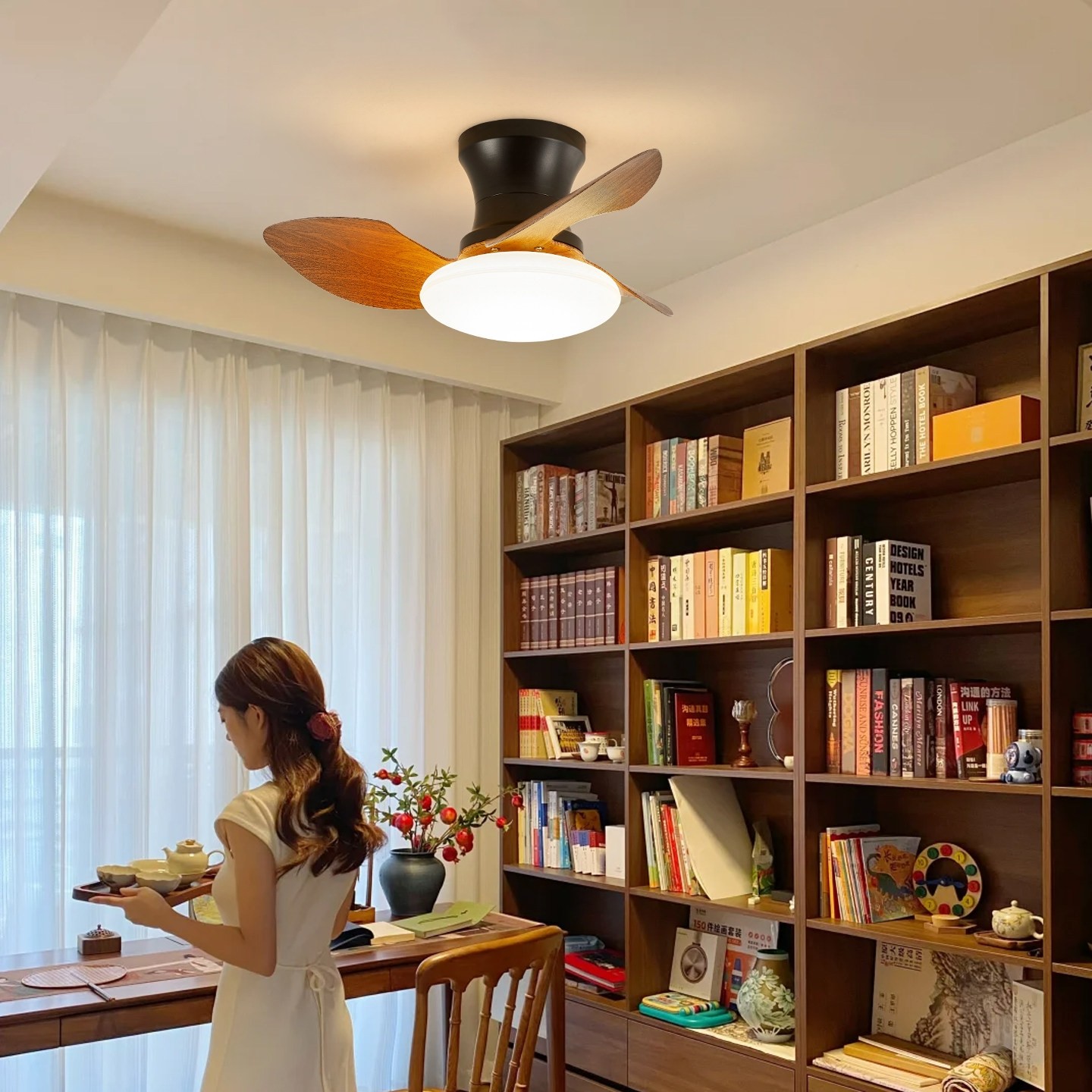 灯魅中古风餐厅风扇灯复古风吸顶书房家用2025新款电吊扇灯灯卧室,家装灯饰光源,风扇灯,淘宝优惠券,粉丝福利购,淘宝优惠卷
