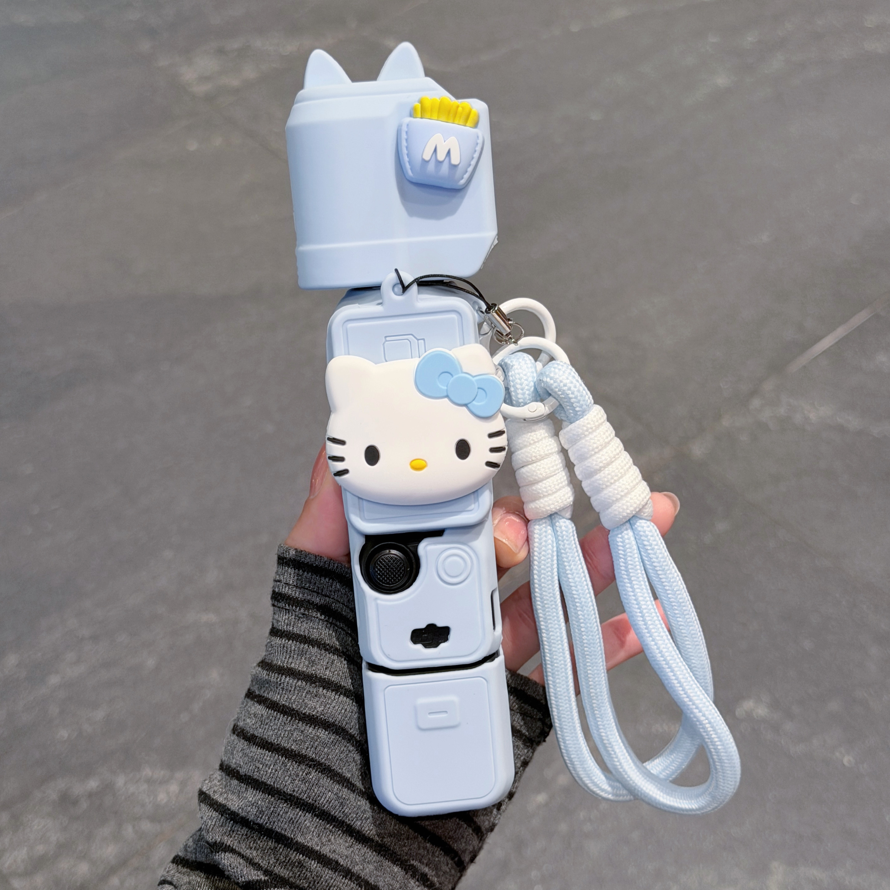 可爱猫耳kitty适用大疆pocket 3保护壳软硅胶套三代运动相机蓝色