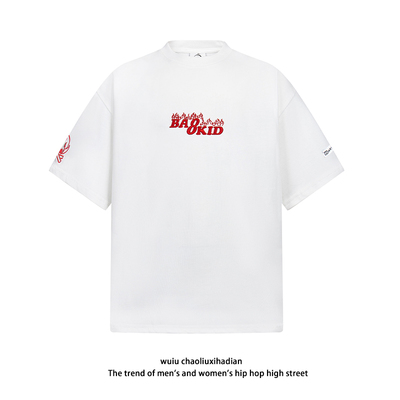 铁柱先生WUIU美式火苗刺绣短袖T