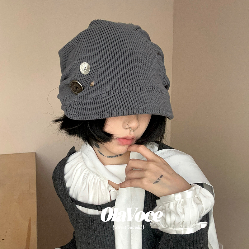 ola原创设计纽扣堆堆帽
