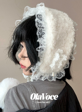 日系甜美少女蕾丝边保暖护耳耳暖学生保暖防寒绑带耳罩冬户外耳包