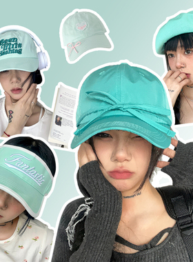 薄荷曼波~24年流行春夏蝴蝶结鸭舌帽女显脸小棒球帽清新绿色帽子