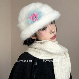 盆帽显脸小保暖优雅礼帽女 韩版 气质美学 ola原创毛绒渔夫帽女冬季