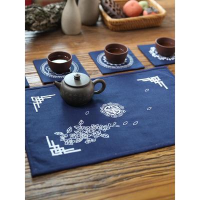 指间刺绣手工diy材料包初学者绣花自绣制作茶席手作布艺绣品杯垫