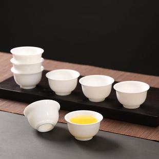 羊脂玉白瓷主人杯品茗杯单个茶盏家用陶瓷待客喝茶专用功夫小茶杯