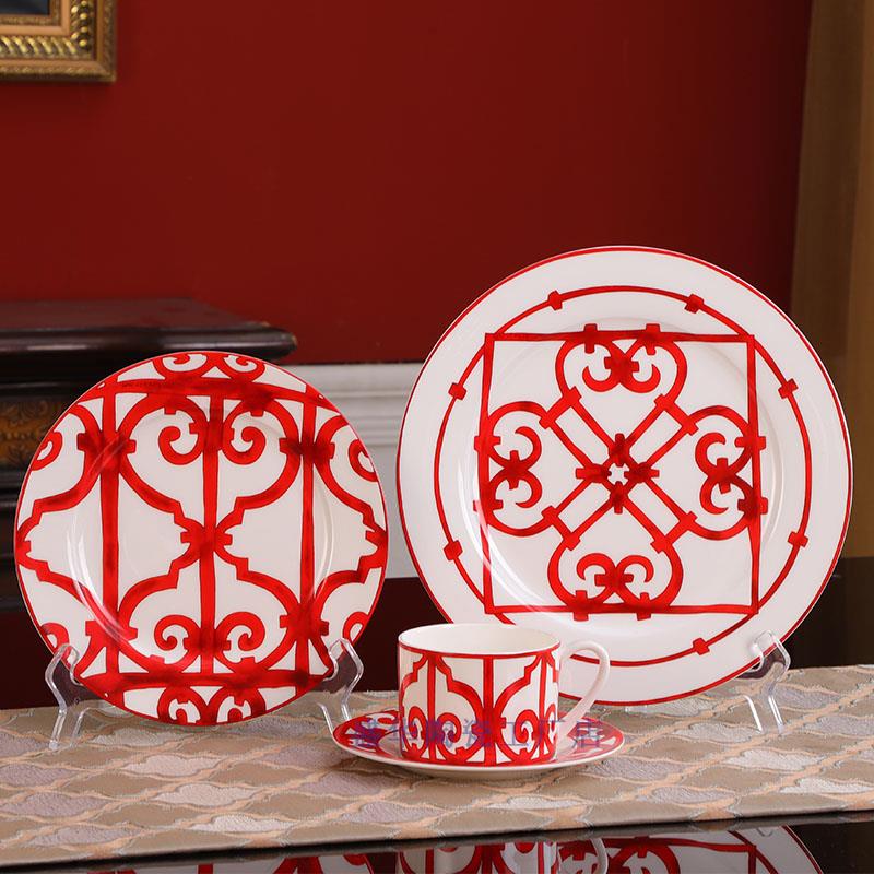 西班牙铁窗阳台咖啡杯大小盘骨瓷家用碟套装英式下午茶点心盘套装