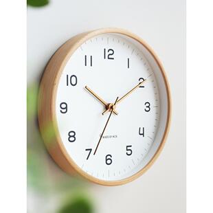 Mjk时钟墙时钟客厅2024新家居时尚沉默简单现代实木时钟墙挂原木