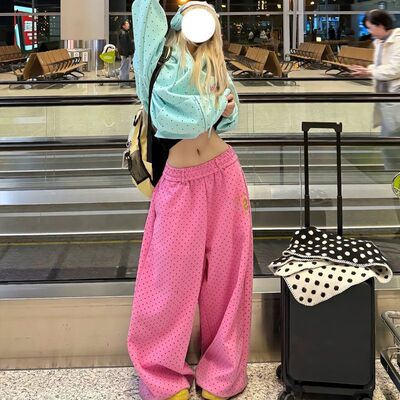 爵士舞运动美式复古波点阔腿长裤